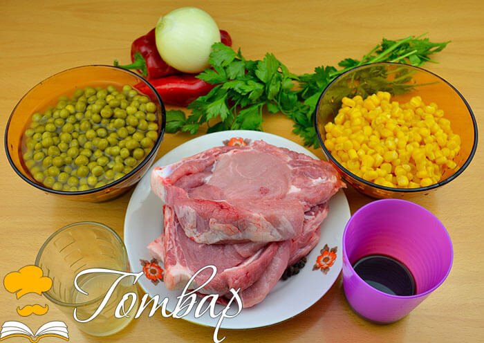 Готвар, рецепта - крехки свински пържоли с царевица и грах